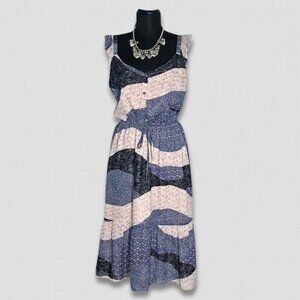 BB Dakota Steve Madden Midi Dress Pink Purple Patchwork Medium